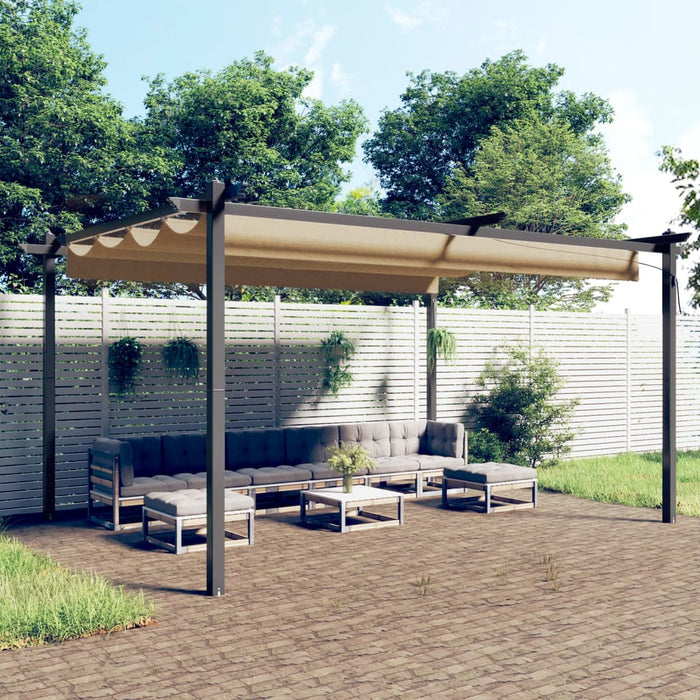 Pavilion de grădină, acoperiș retractabil, gri taupe, 4x3 m - WALTI WALTI