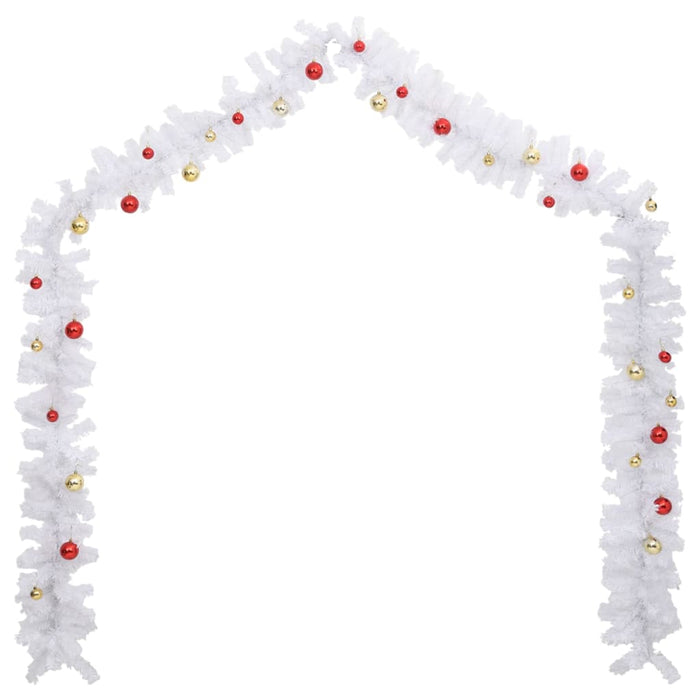 Ghirlandă de Crăciun decorată cu globuri, alb, 5 m - WALTI WALTI