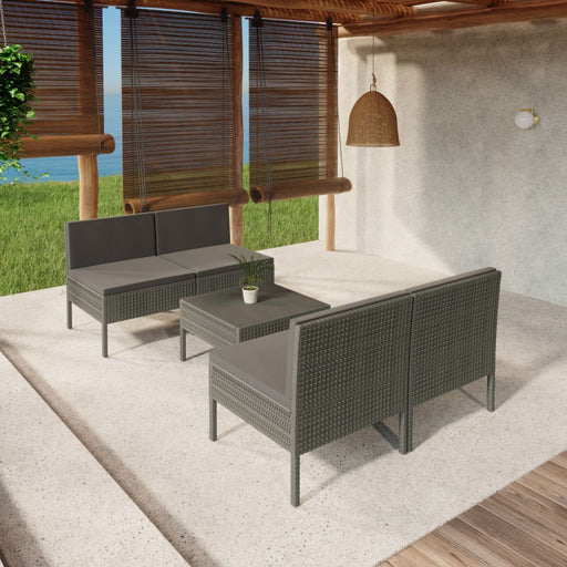 Set mobilier de grădină cu perne, 5 piese, gri, poliratan - WALTI WALTI