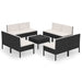 Set mobilier de grădină cu perne, 9 piese, negru, poliratan - WALTI WALTI
