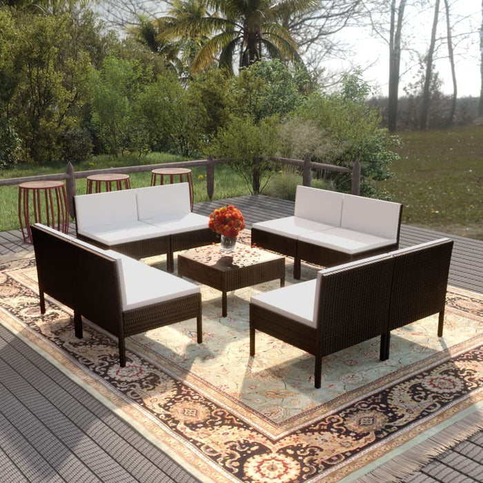 Set mobilier de grădină cu perne, 9 piese, negru, poliratan - WALTI WALTI