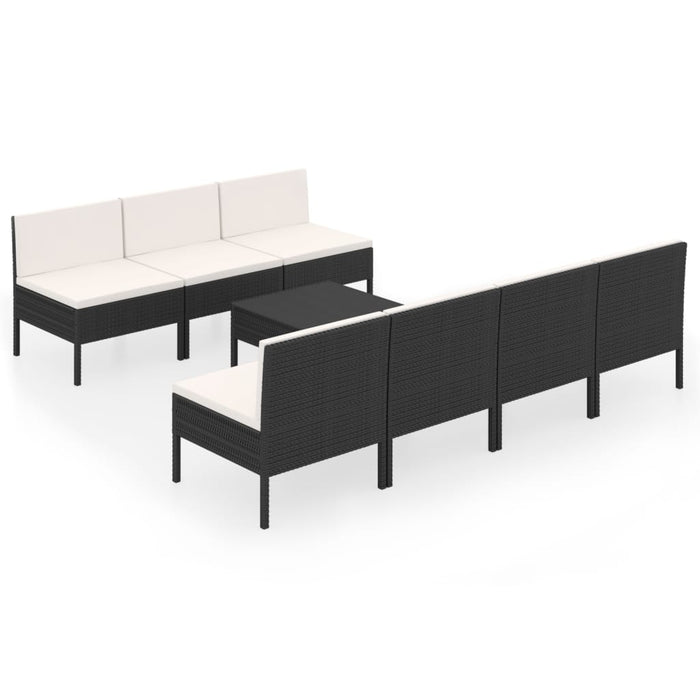 Set mobilier de grădină cu perne, 8 piese, negru, poliratan - WALTI WALTI