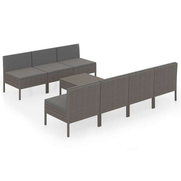 Set mobilier de grădină cu perne, 8 piese, gri, poliratan WALTI