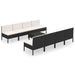 Set mobilier de grădină cu perne, 9 piese, negru, poliratan - WALTI WALTI