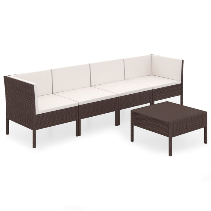 Set mobilier de grădină cu perne, 5 piese, maro, poliratan - WALTI WALTI