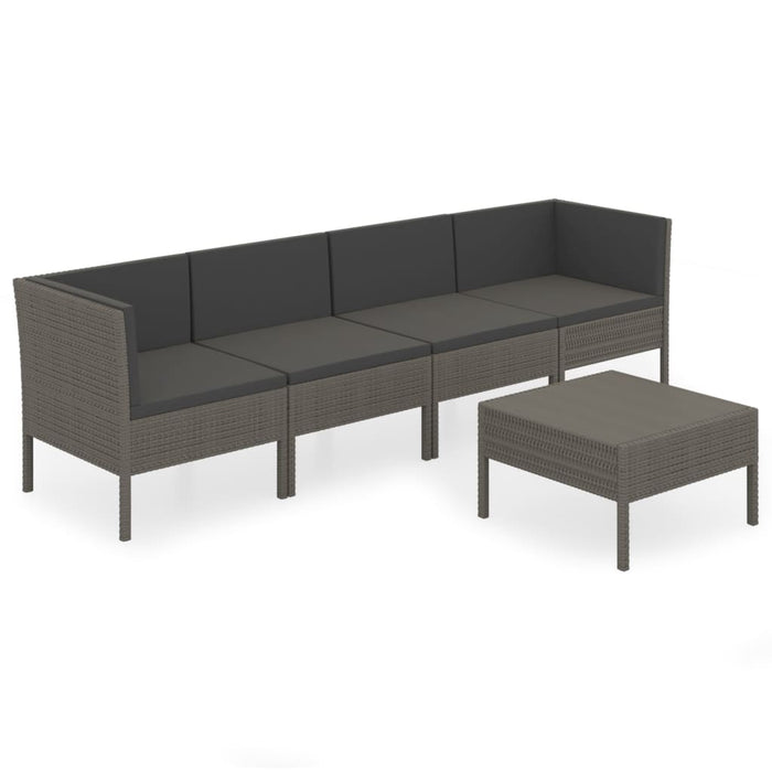 Set mobilier de grădină cu perne, 5 piese, gri, poliratan - WALTI WALTI