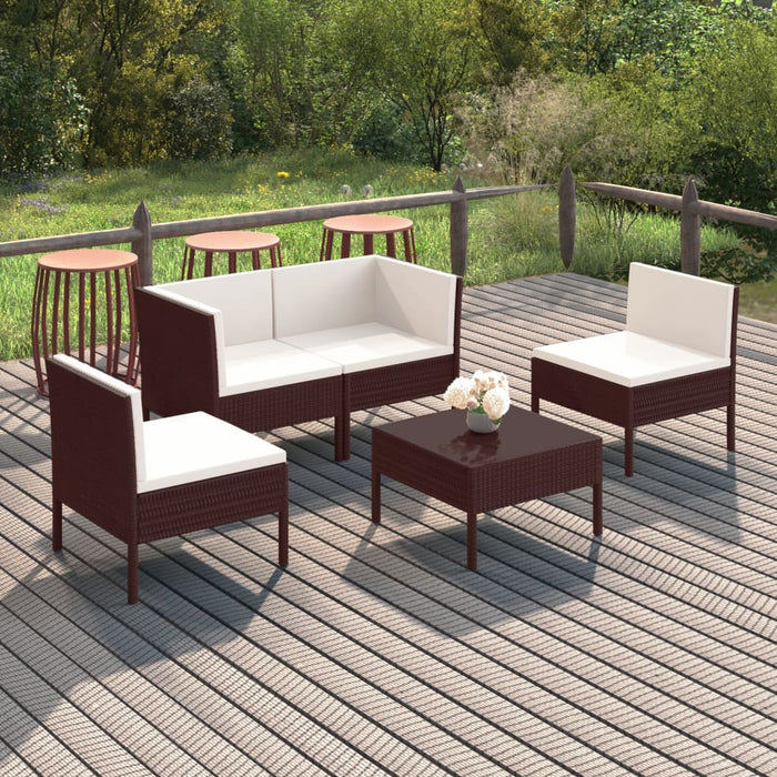 Set mobilier de grădină cu perne, 5 piese, maro, poliratan - WALTI WALTI