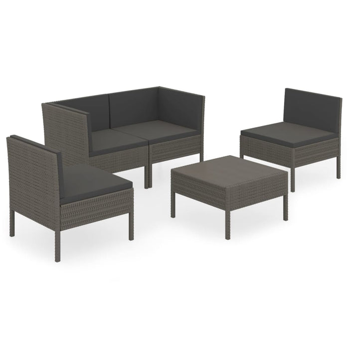 Set mobilier de grădină cu perne, 5 piese, gri, poliratan - WALTI WALTI