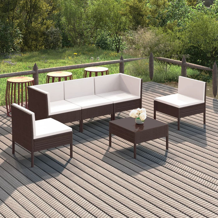 Set mobilier de grădină cu perne, 6 piese, maro, poliratan - WALTI WALTI