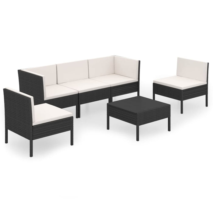 Set mobilier de grădină cu perne, 6 piese, negru, poliratan - WALTI WALTI