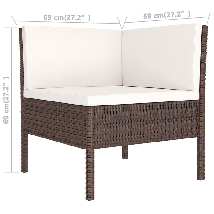 Set mobilier de grădină cu perne, 6 piese, maro, poliratan WALTI