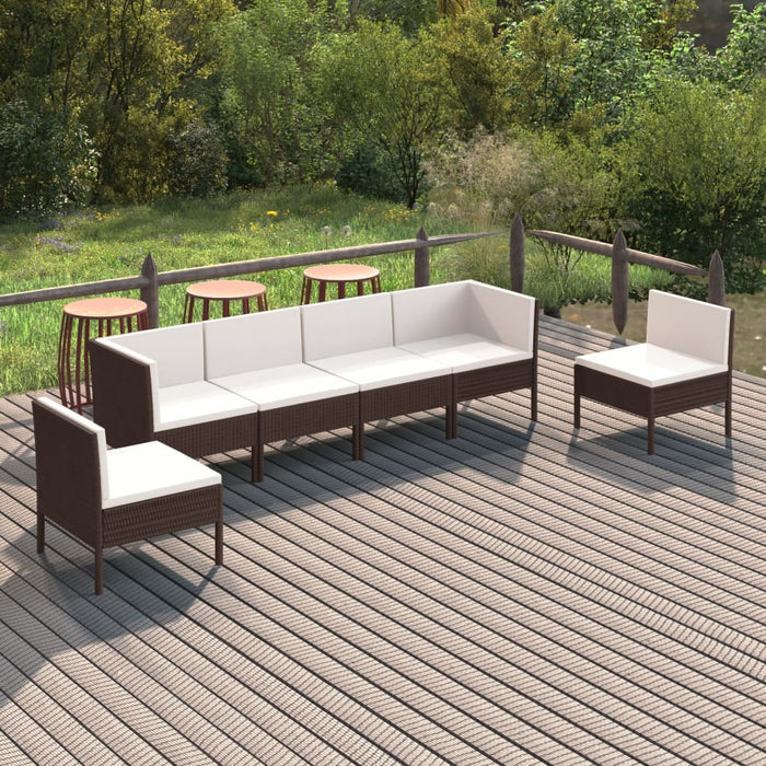 Set mobilier de grădină cu perne, 6 piese, maro, poliratan WALTI