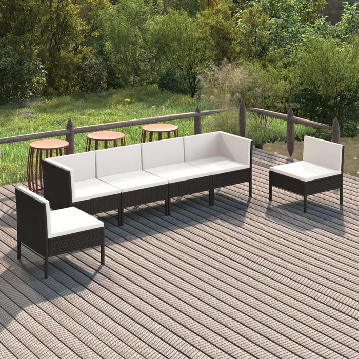 Set mobilier de grădină cu perne, 6 piese, negru, poliratan - WALTI WALTI