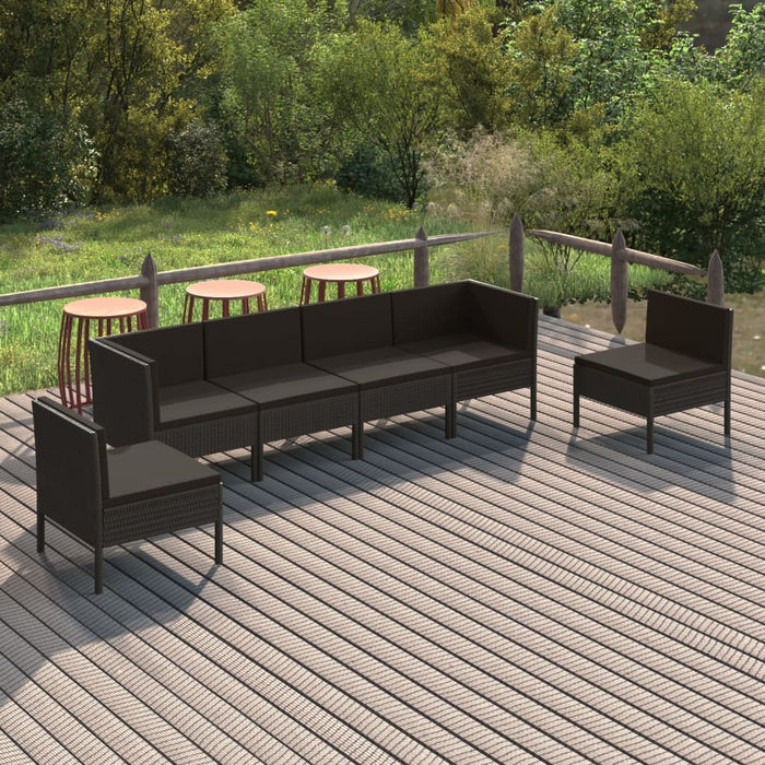 Set mobilier de grădină cu perne, 6 piese, negru, poliratan - WALTI WALTI