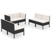 Set mobilier de grădină cu perne, 6 piese, negru, poliratan - WALTI WALTI
