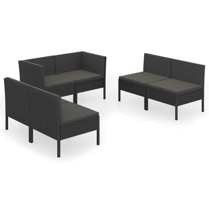 Set mobilier de grădină cu perne, 6 piese, negru, poliratan - WALTI WALTI