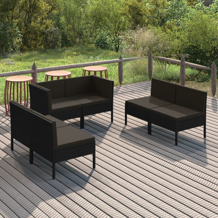 Set mobilier de grădină cu perne, 6 piese, negru, poliratan - WALTI WALTI