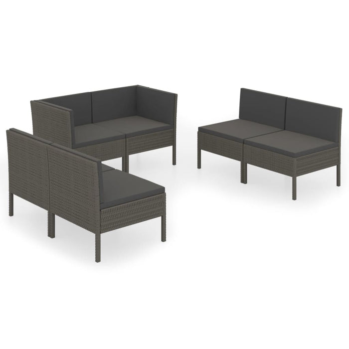 Set mobilier de grădină cu perne, 6 piese, gri, poliratan - WALTI WALTI