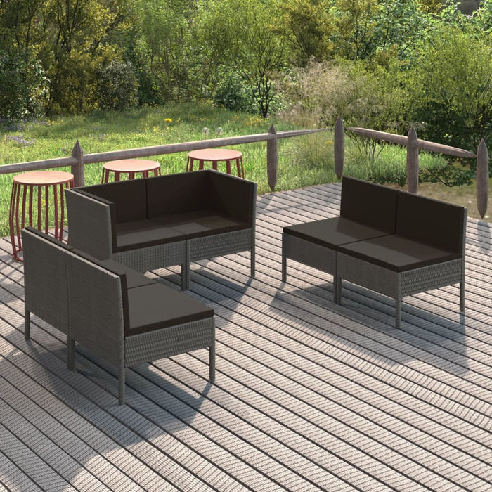 Set mobilier de grădină cu perne, 6 piese, gri, poliratan - WALTI WALTI