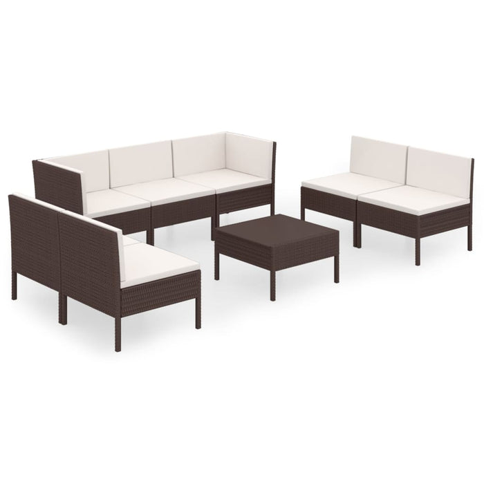 Set mobilier de grădină cu perne, 8 piese, maro, poliratan - WALTI WALTI