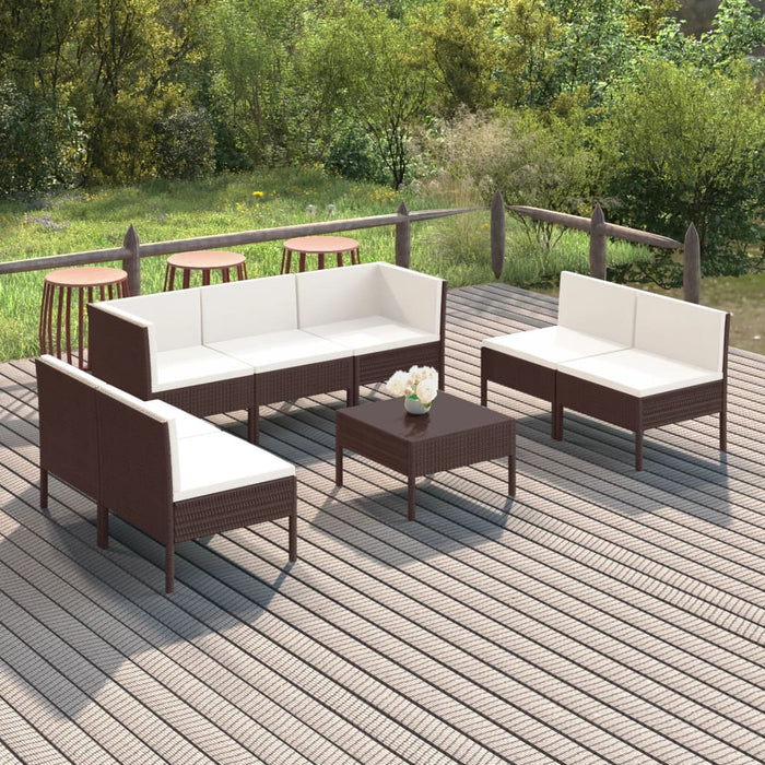 Set mobilier de grădină cu perne, 8 piese, maro, poliratan - WALTI WALTI