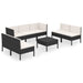 Set mobilier de grădină cu perne, 8 piese, negru, poliratan - WALTI WALTI