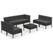 Set mobilier de grădină cu perne, 8 piese, negru, poliratan - WALTI WALTI