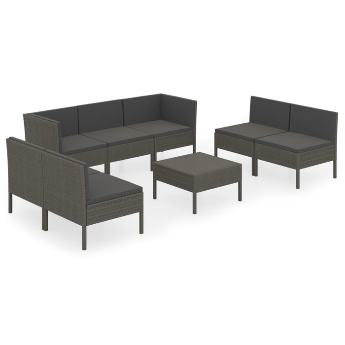 Set mobilier de grădină cu perne, 8 piese, gri, poliratan - WALTI WALTI