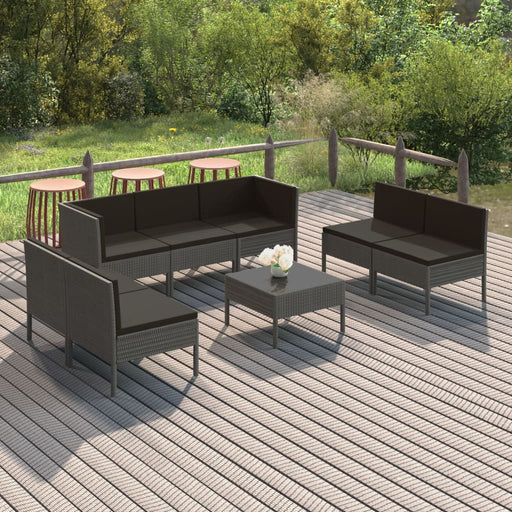 Set mobilier de grădină cu perne, 8 piese, gri, poliratan - WALTI WALTI