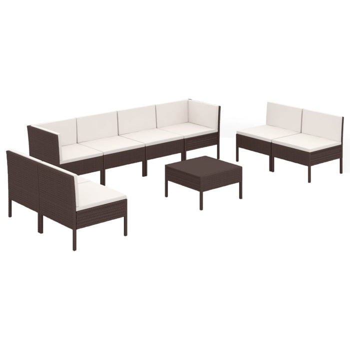 Set mobilier de grădină cu perne, 9 piese, maro, poliratan - WALTI WALTI