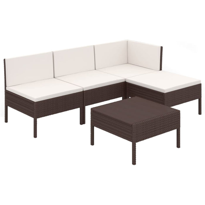 Set mobilier de grădină cu perne, 5 piese, maro, poliratan WALTI