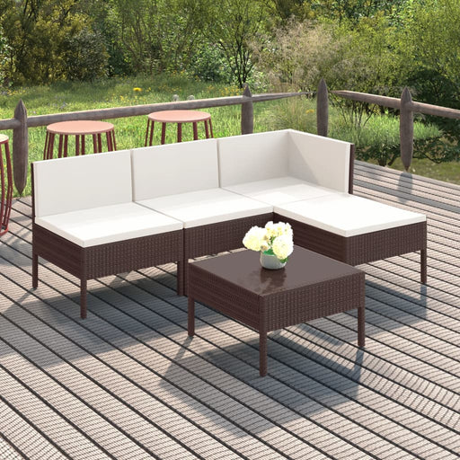 Set mobilier de grădină cu perne, 5 piese, maro, poliratan - WALTI WALTI
