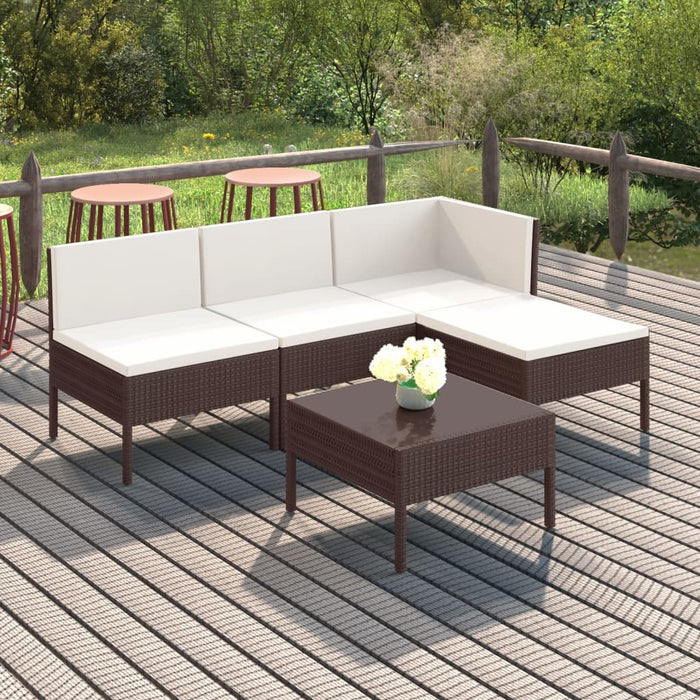 Set mobilier de grădină cu perne, 5 piese, maro, poliratan WALTI