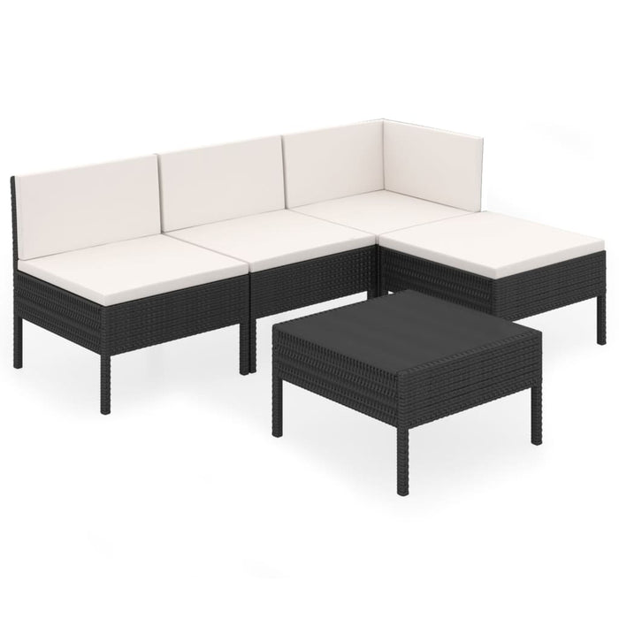 Set mobilier de grădină cu perne, 5 piese, negru, poliratan - WALTI WALTI