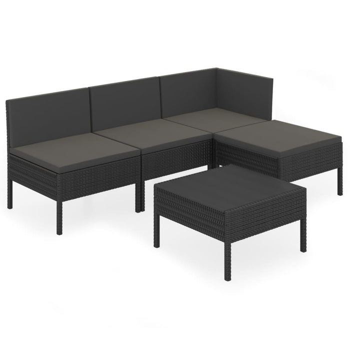 Set mobilier de grădină cu perne, 5 piese, negru, poliratan - WALTI WALTI