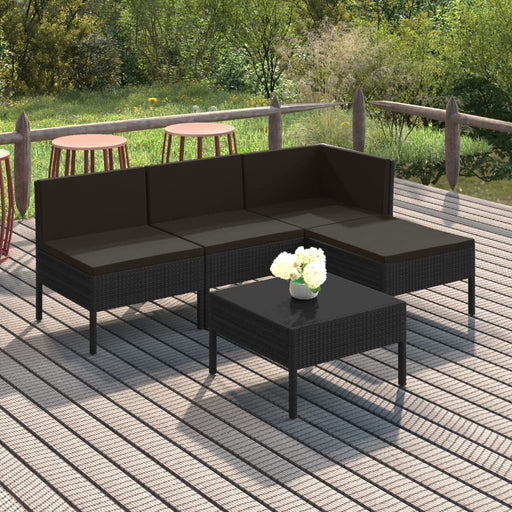 Set mobilier de grădină cu perne, 5 piese, negru, poliratan - WALTI WALTI