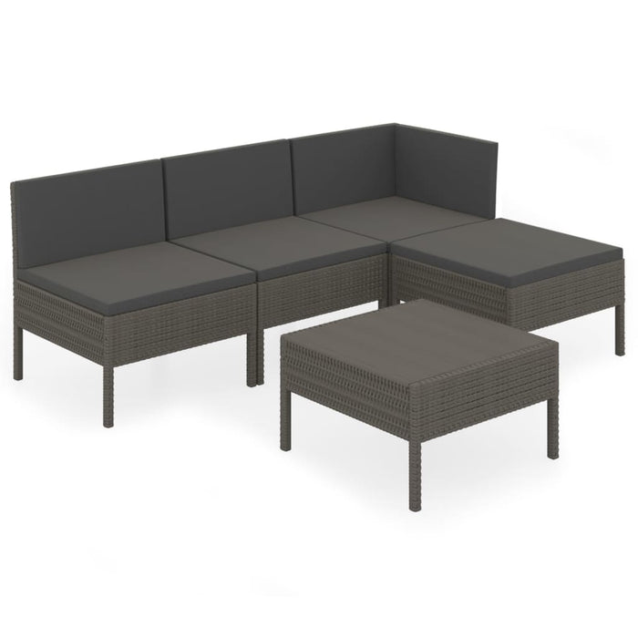 Set mobilier de grădină cu perne, 5 piese, gri, poliratan - WALTI WALTI
