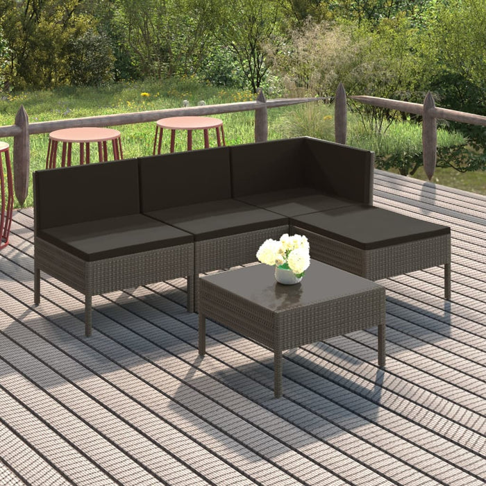 Set mobilier de grădină cu perne, 5 piese, gri, poliratan - WALTI WALTI