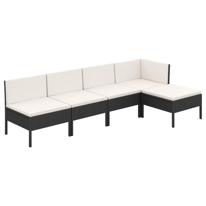 Set mobilier de grădină cu perne, 5 piese, negru, poliratan - WALTI WALTI