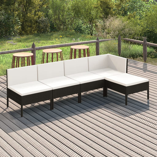 Set mobilier de grădină cu perne, 5 piese, negru, poliratan - WALTI WALTI