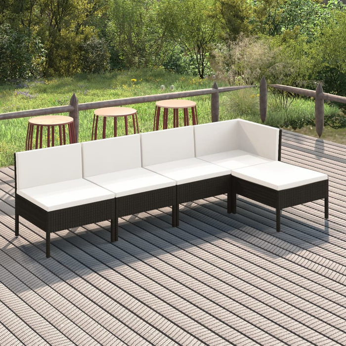 Set mobilier de grădină cu perne, 5 piese, negru, poliratan - WALTI WALTI