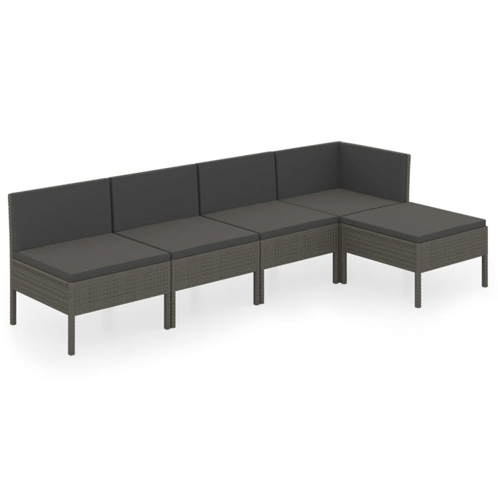 Set mobilier de grădină cu perne, 5 piese, gri, poliratan - WALTI WALTI