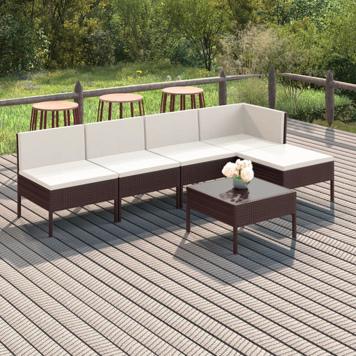Set mobilier de grădină cu perne, 6 piese, maro, poliratan - WALTI WALTI