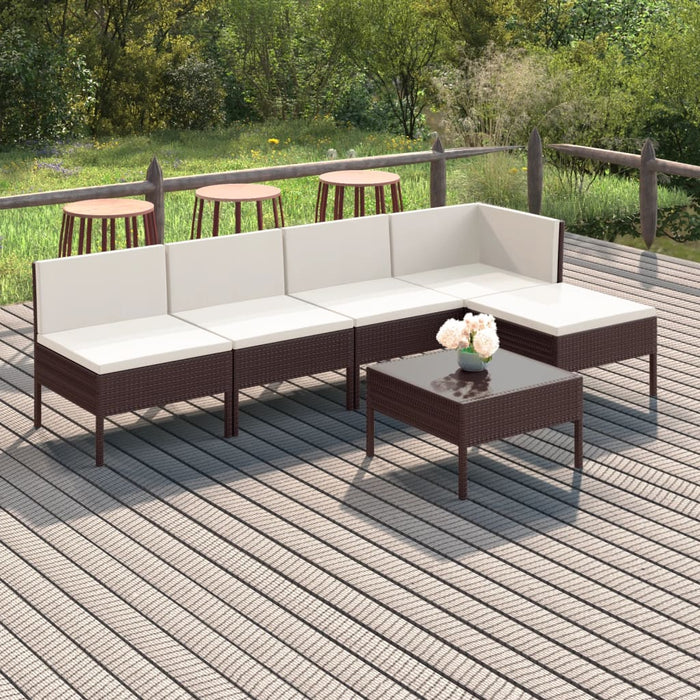 Set mobilier de grădină cu perne, 6 piese, maro, poliratan - WALTI WALTI