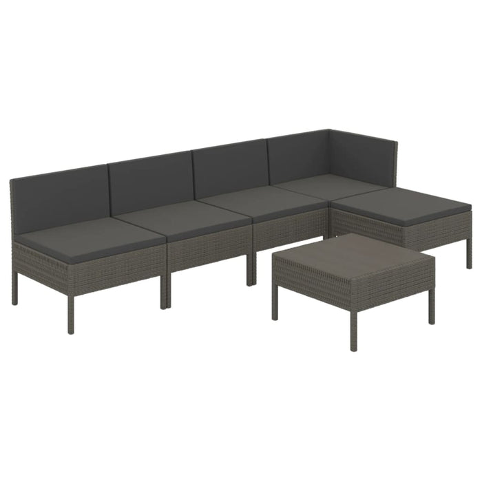 Set mobilier de grădină cu perne, 6 piese, gri, poliratan - WALTI WALTI