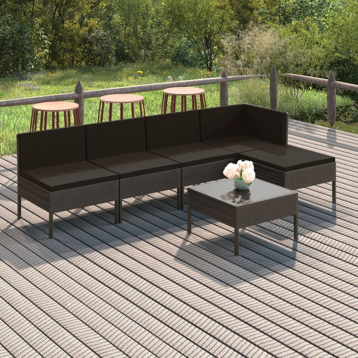 Set mobilier de grădină cu perne, 6 piese, gri, poliratan - WALTI WALTI