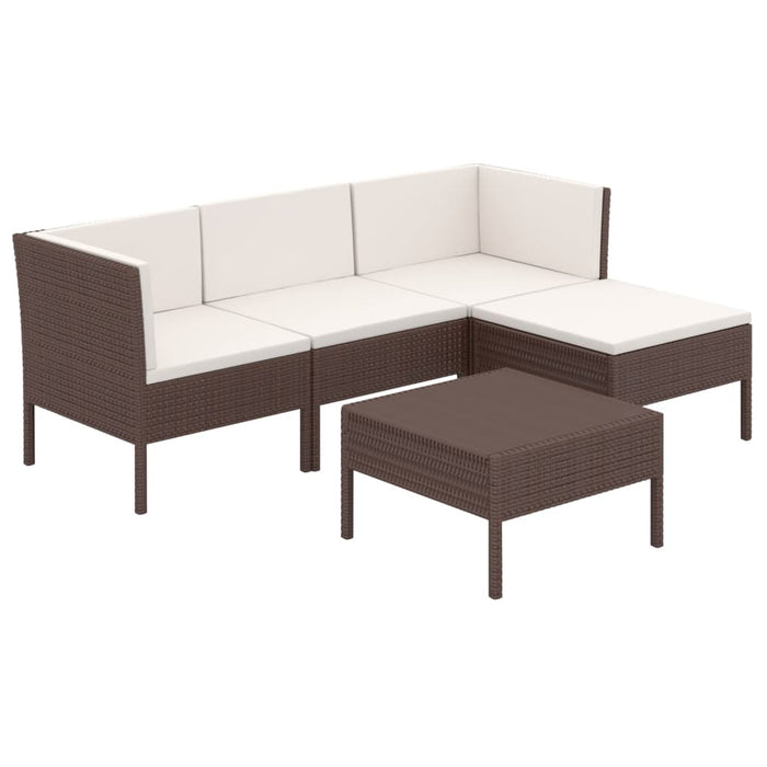 Set mobilier de grădină cu perne, 5 piese, maro, poliratan WALTI