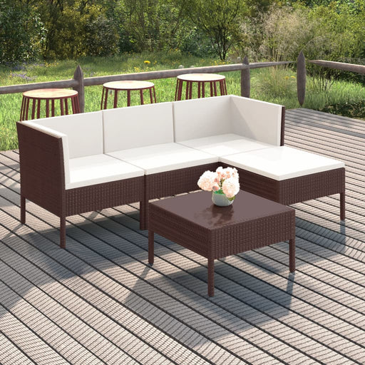 Set mobilier de grădină cu perne, 5 piese, maro, poliratan - WALTI WALTI