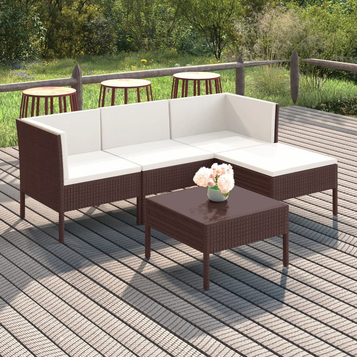 Set mobilier de grădină cu perne, 5 piese, maro, poliratan WALTI