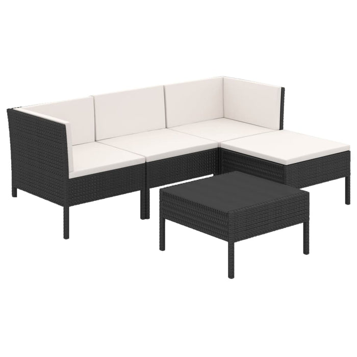 Set mobilier de grădină cu perne, 5 piese, negru, poliratan - WALTI WALTI